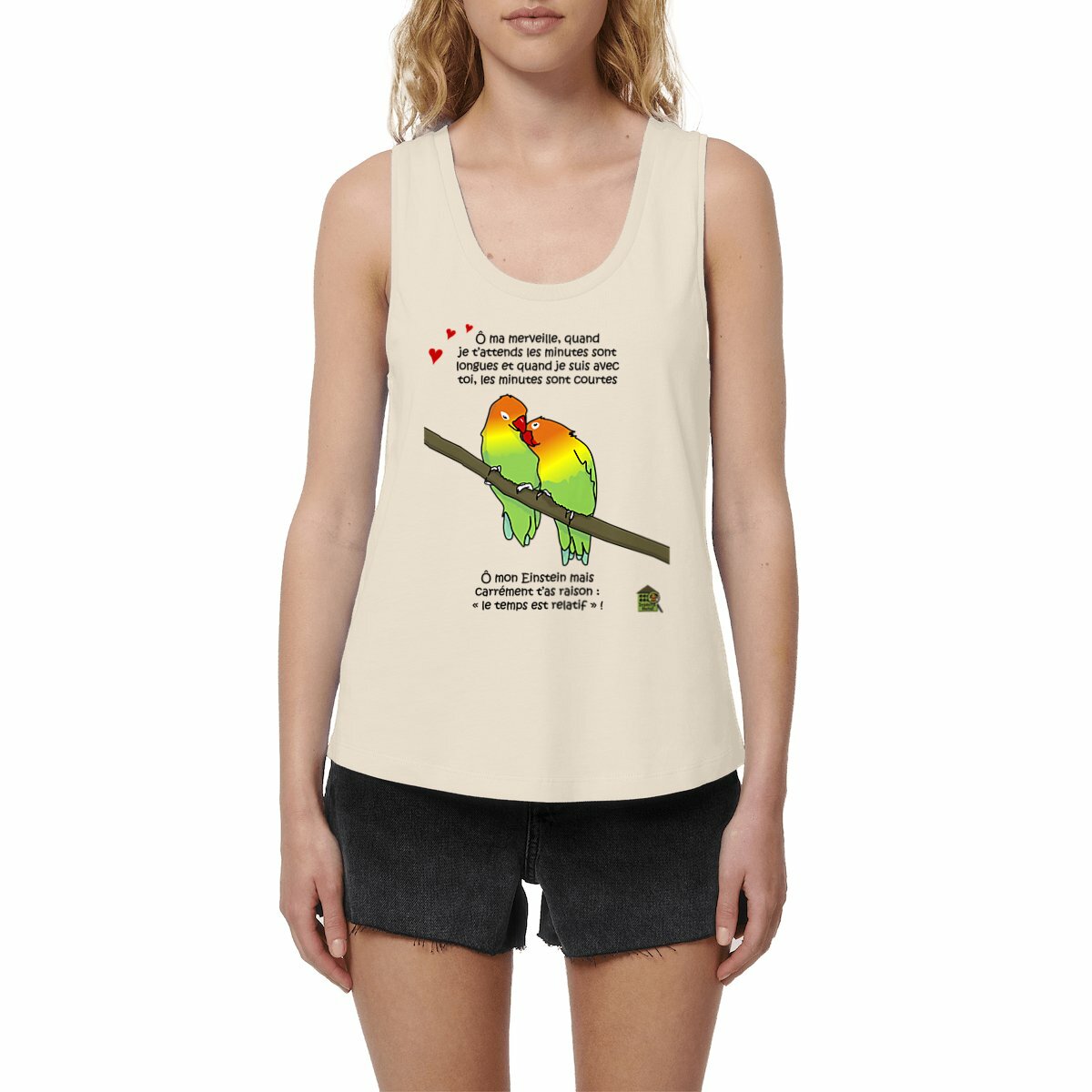 Image front Débardeur ample - femme - "Le temps est relatif"