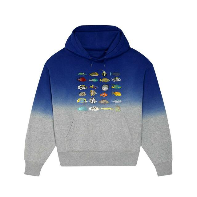 Image back Sweat à capuche Dip Dye oversized - femme ou homme - "Poissons tropicaux"