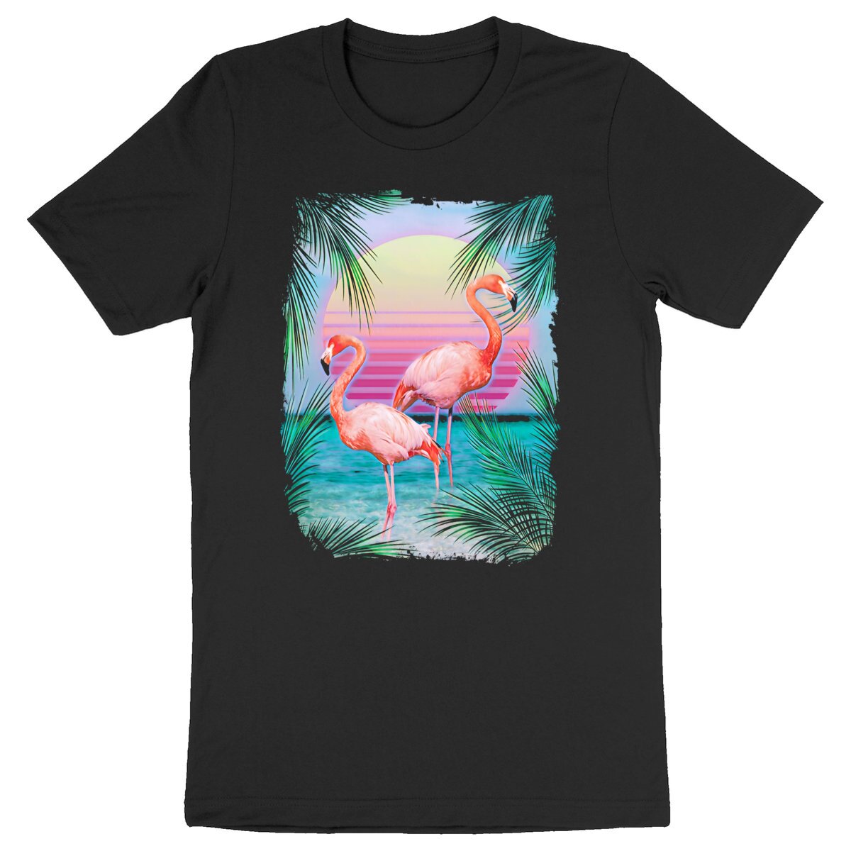 Image back FLAMINGOS (Black) - Heavyweight Unisex t-shirt Premium Plus