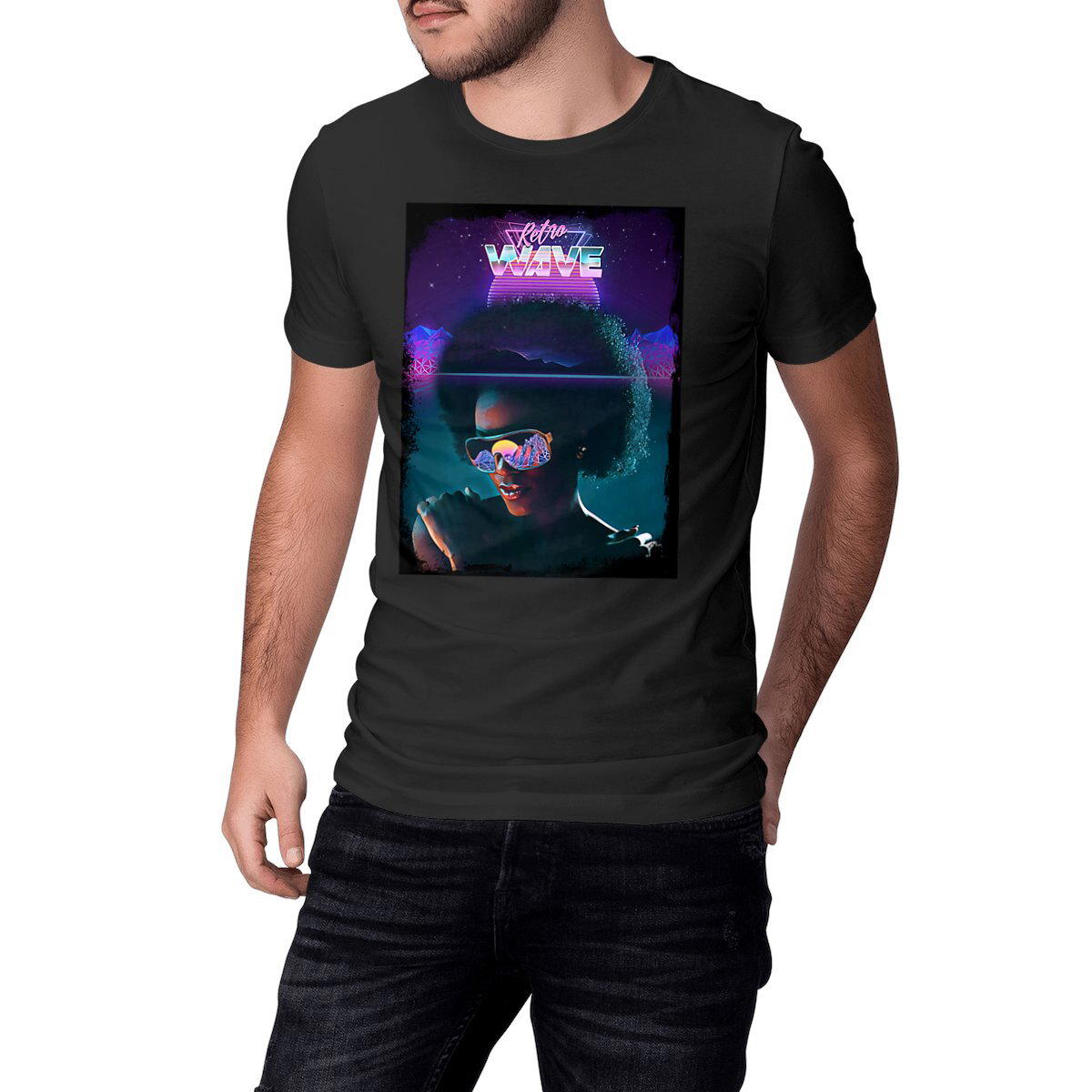 Image front RetroWave Grunge - Heavyweight Unisex t-shirt Premium Plus