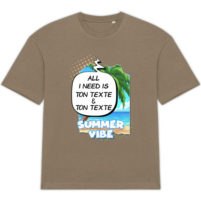 Image back T-shirt unisexe oversize Summer Vibe "All I need" personnalisable