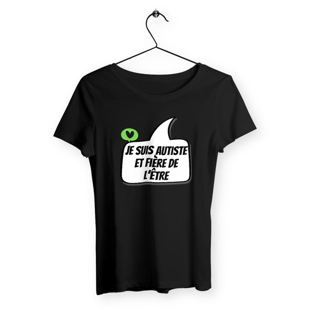 Image back T-shirt femme Autiste et fière - petit cœur vert