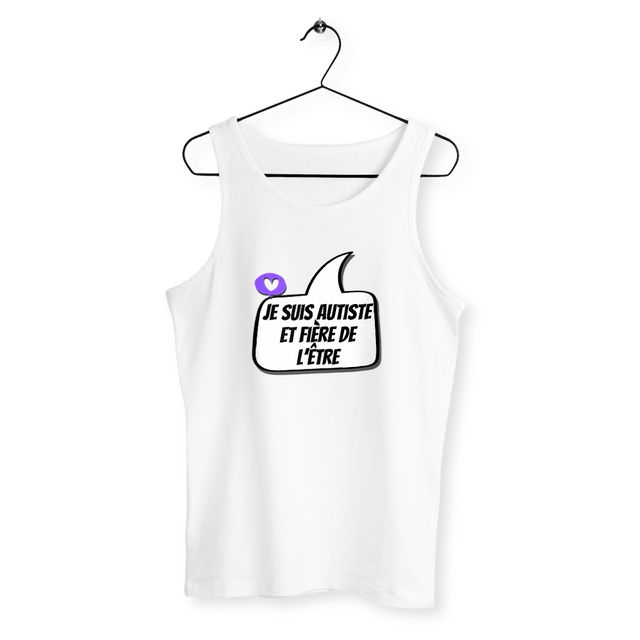 Image front Débardeur unisexe Autiste et fière - petit cœur violet