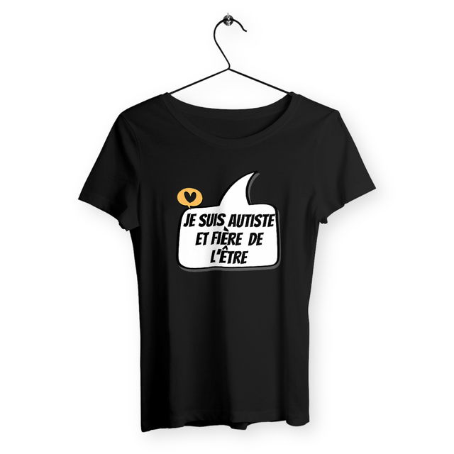 Image back T-shirt femme Autiste et fière - petit cœur orange