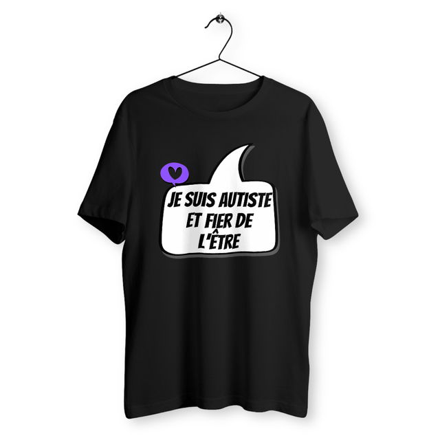 Image back T-shirt unisexe Autiste et fier - petit cœur violet