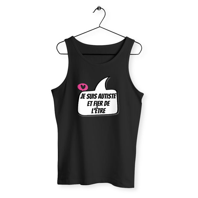 Image back Débardeur unisexe Autiste et fier - petit cœur rose