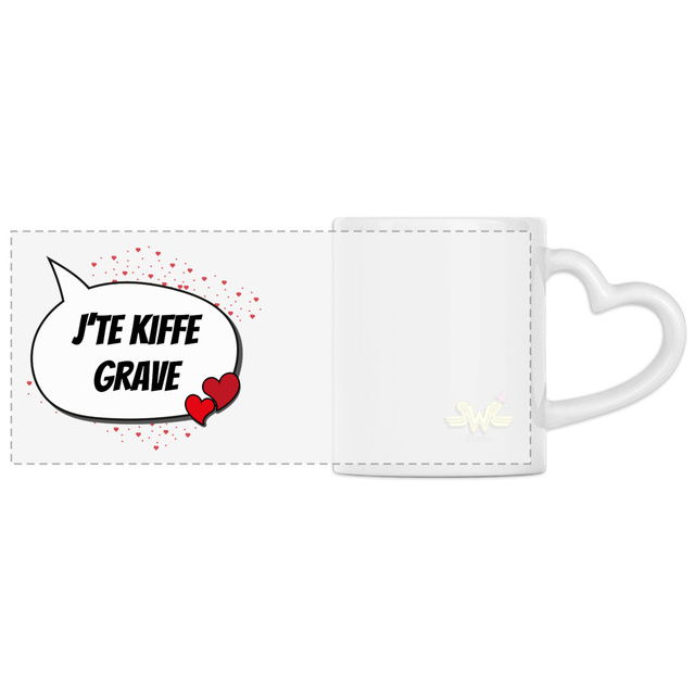 Image back Mug cœur J'te kiffe grave