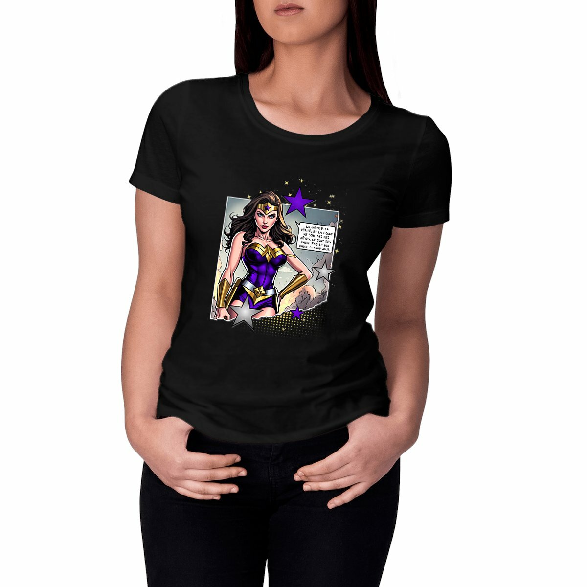 Image front T-shirt femme MC Amazon Queens Violet