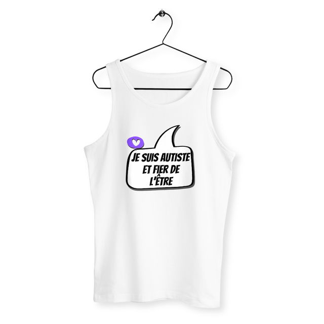 Image front Débardeur unisexe Autiste et fier - petit cœur violet