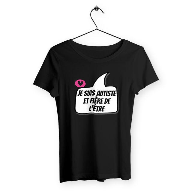 Image back T-shirt femme Autiste et fière - petit cœur rose