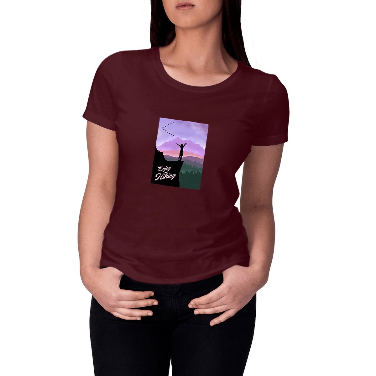 Image front T-shirt femme motif Hiking