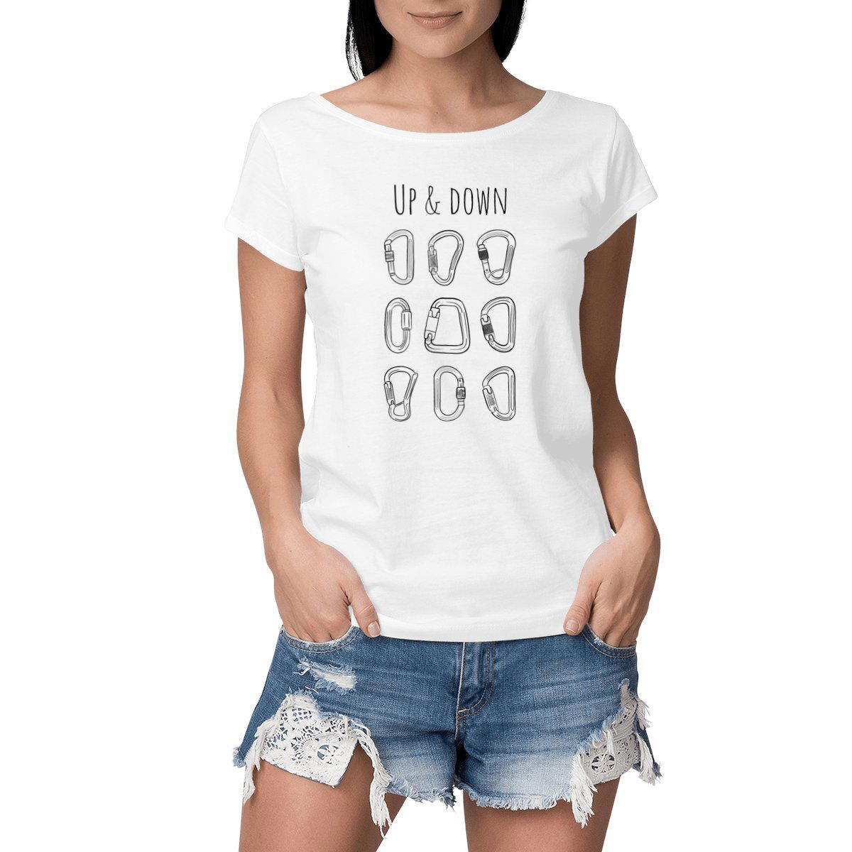 Image front Tee shirt femme mousquetons