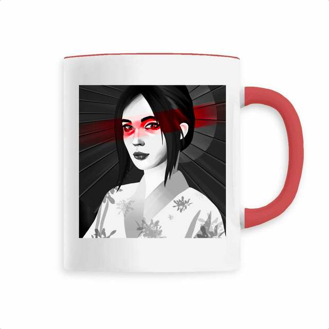 Image back Mug japonaise kimono noir et blanc