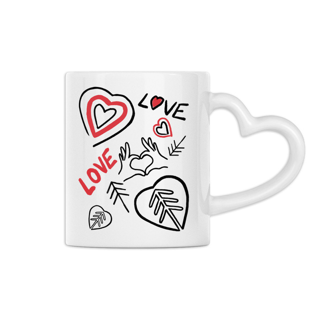 Image back Mug à anse en forme de coeur motif Love