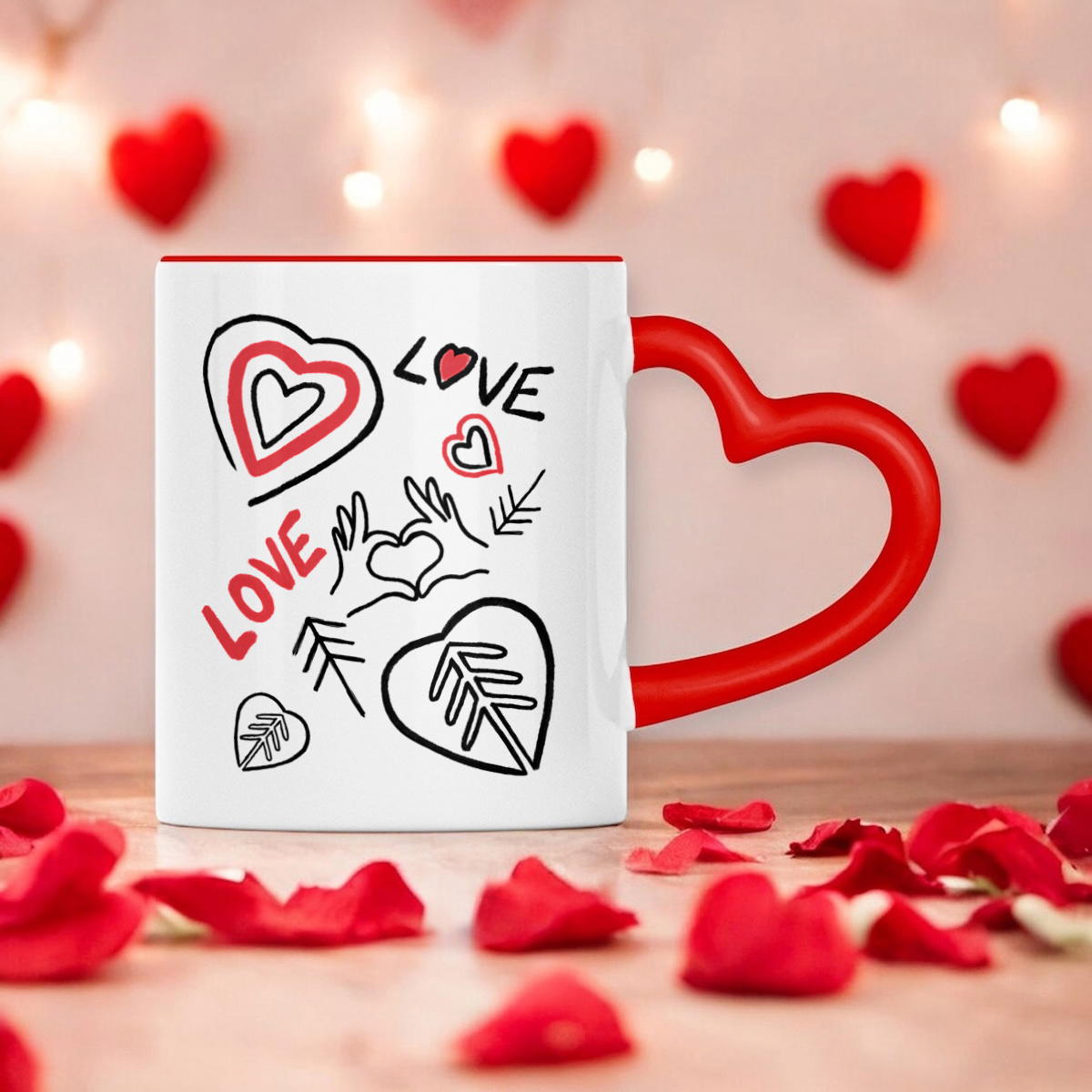 Image front Mug à anse en forme de coeur motif Love