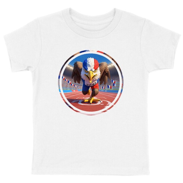 Image back T-shirt enfant Original du Supporter de l'Équipe de France d'Athlétisme - Coton Bio -Collection 2024
