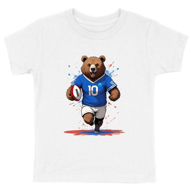Image back T-shirt Original enfant du Supporter de l'Équipe de France de Rugby - Coton Bio - Collection 2024