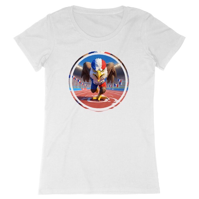 Image back T-shirt Femme Original du Supporter de l'Équipe de France d'Athlétisme - Coton Bio - Collection 2024