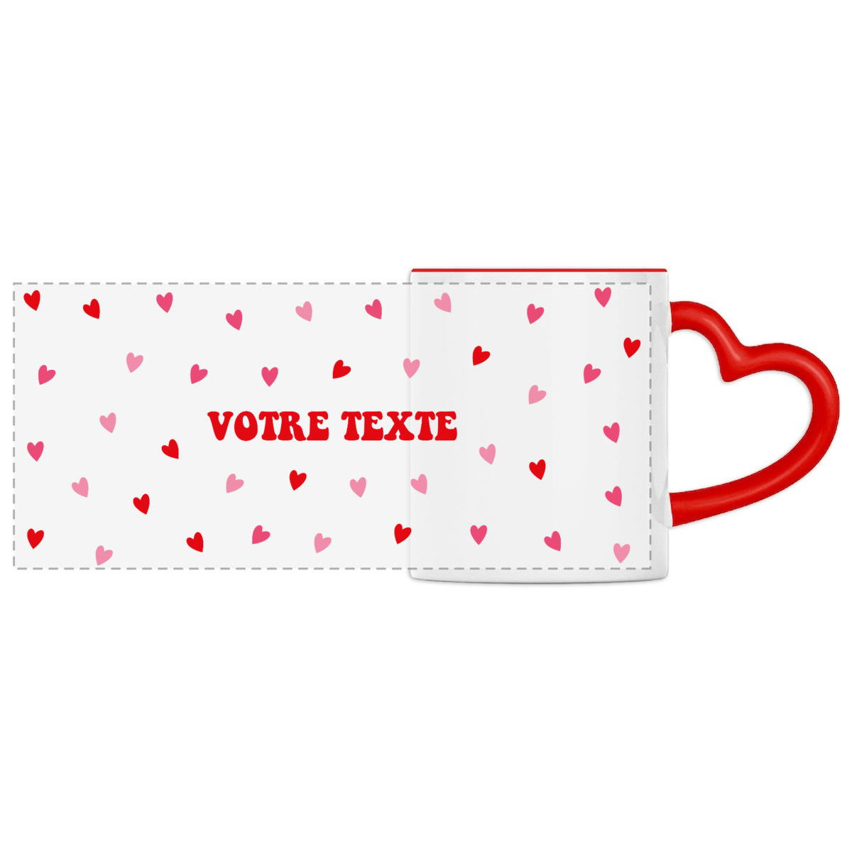 Image front Mug petits coeurs personnalisé