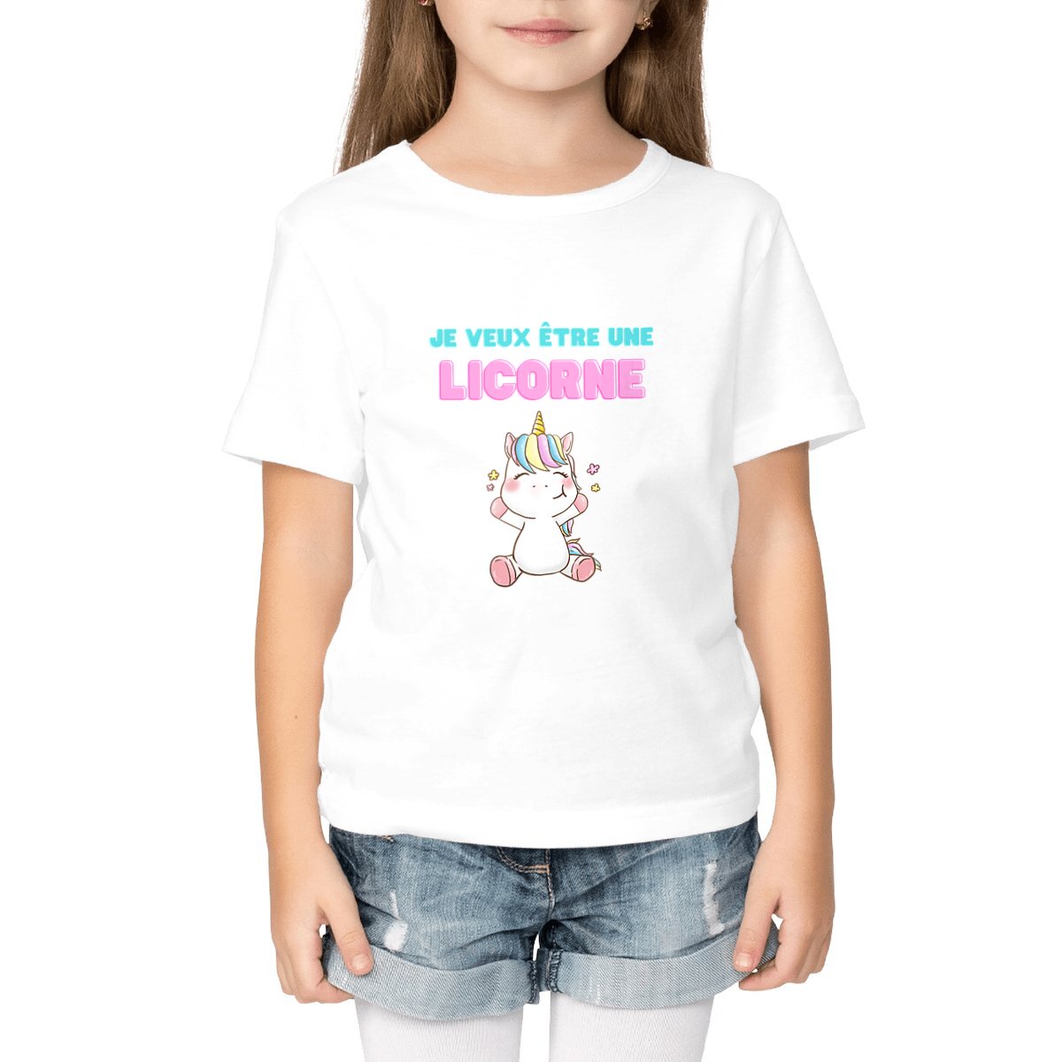 Image front T-shirt "Je veux être une licorne"