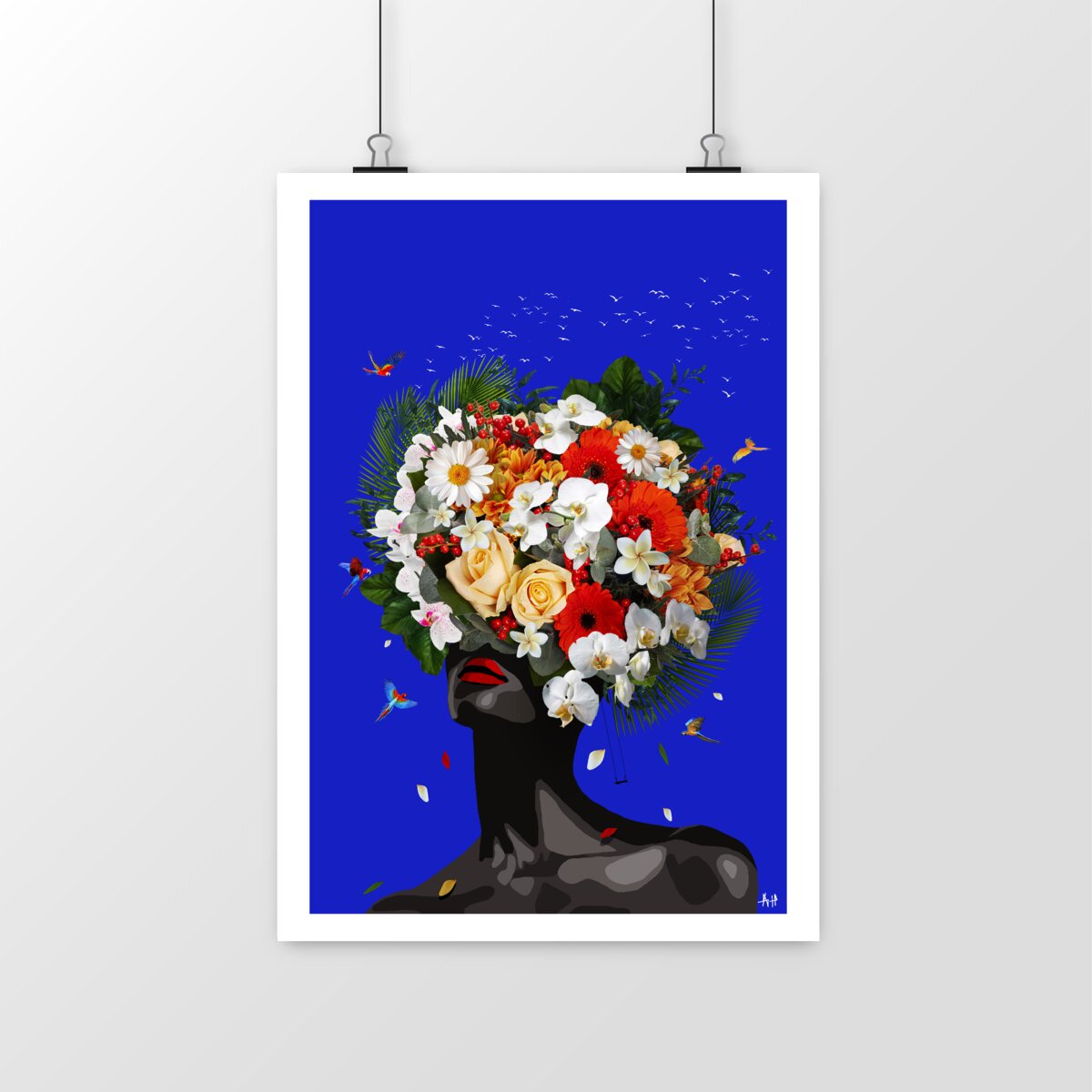 Image front Woman with a head of flowers
