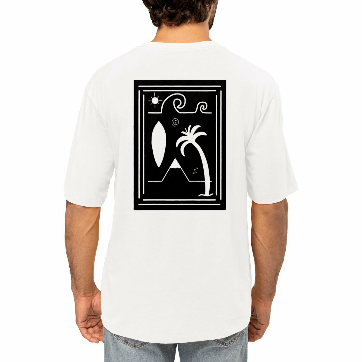 Image front T-shirt oversize ~ surf drawing