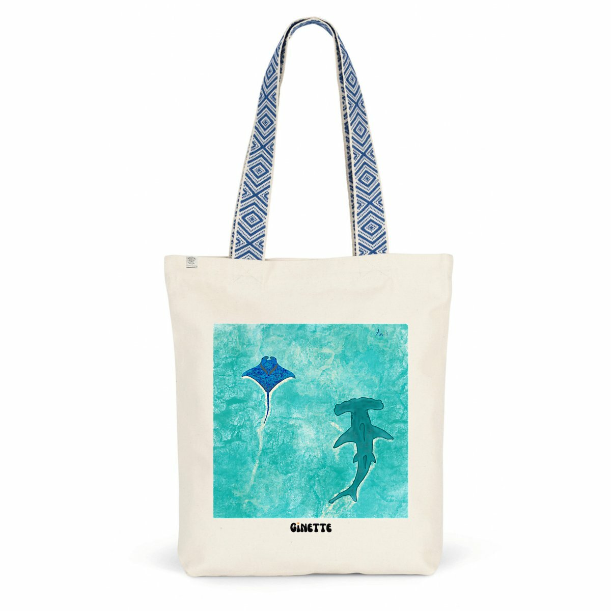 Image back Sac ethnique ~ requin dans les vagues 