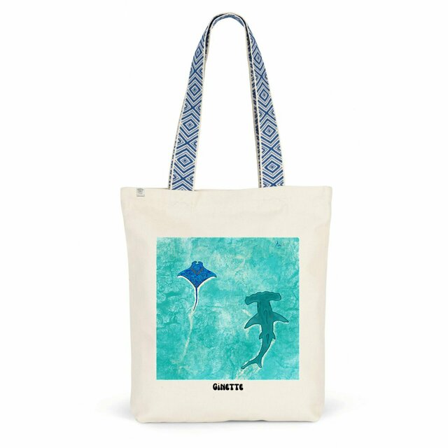 Image back Sac ethnique ~ requin dans les vagues 