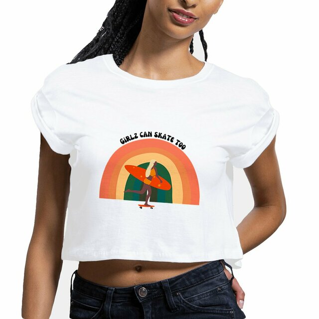 Image front Crop top ~ women skate blanc
