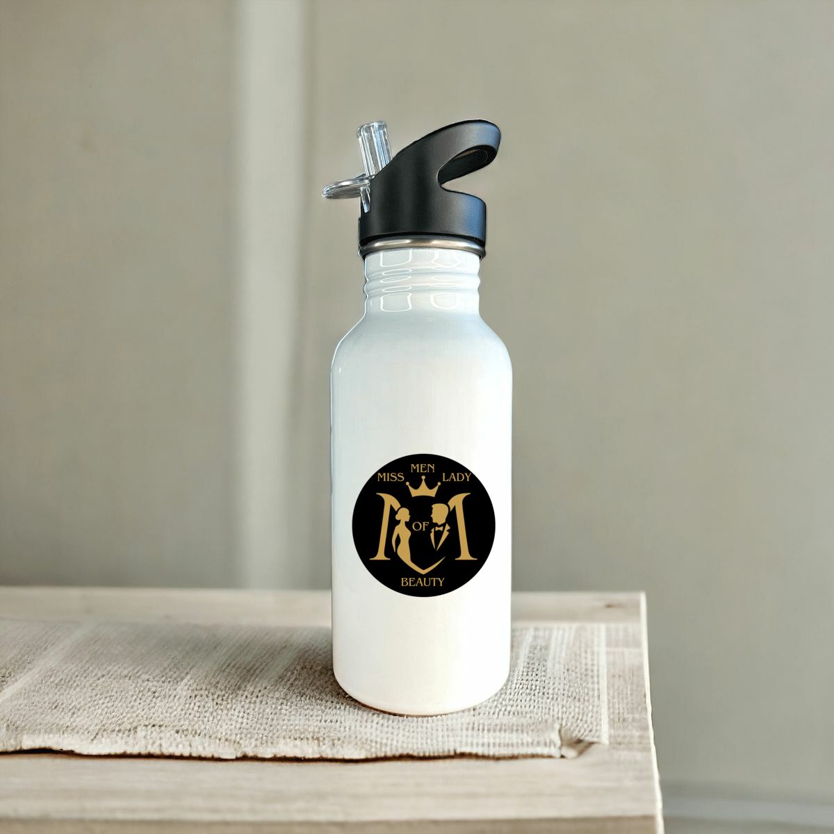 Image front Bouteille en inox avec paille