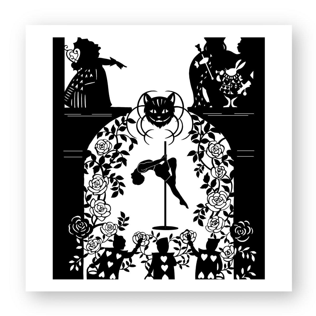 Image front Down the Rabbit Hole (Black and White) - Square Sticker
