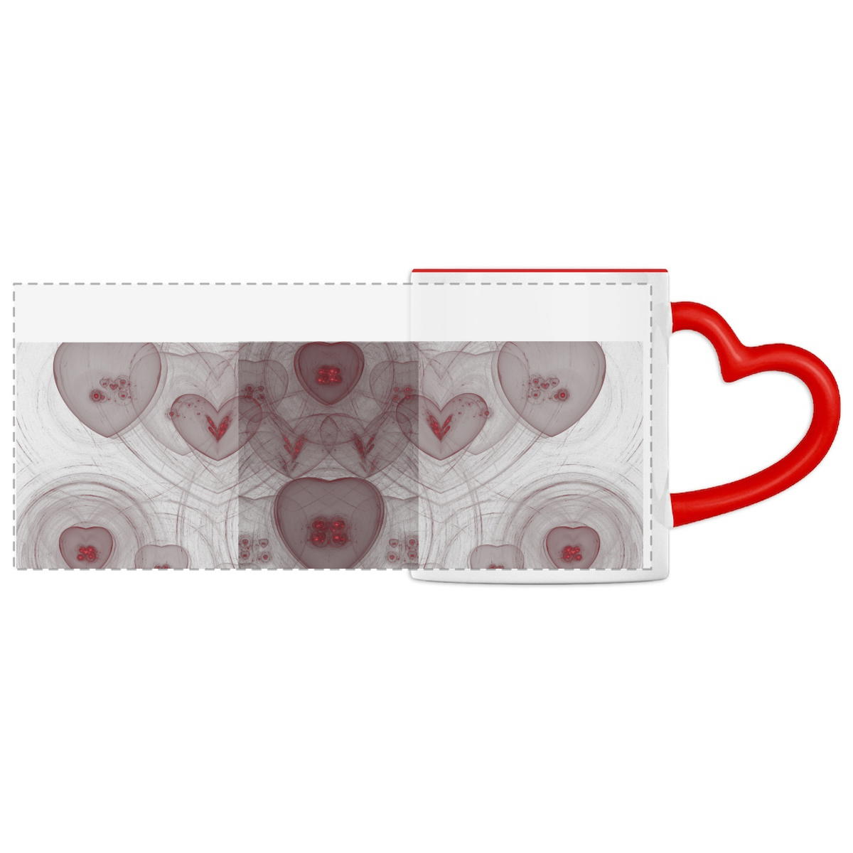 Hearts -2 mug with Heart Handle