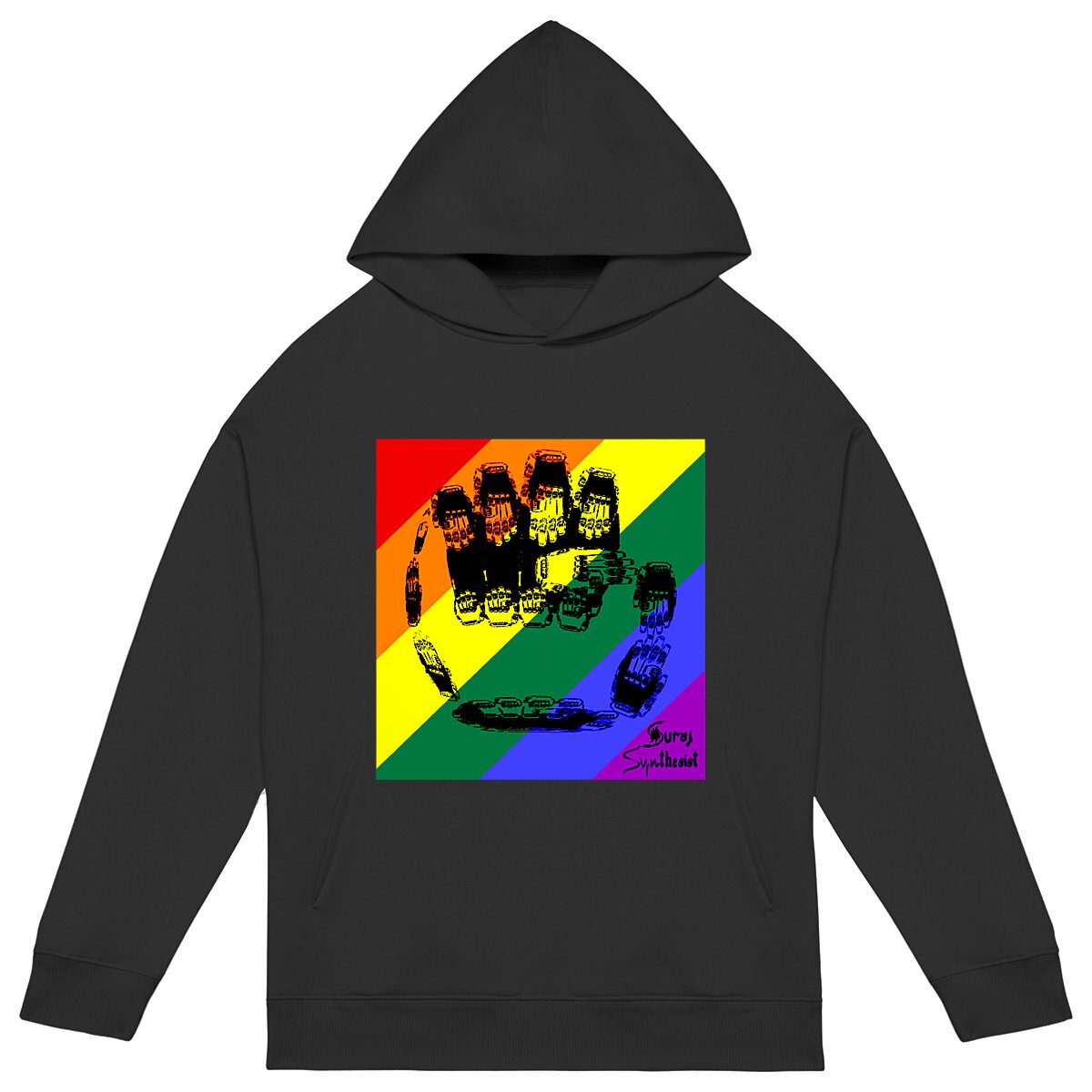 Unisex oversized hoodie 🌈Fractal Fist of Unity - Image
