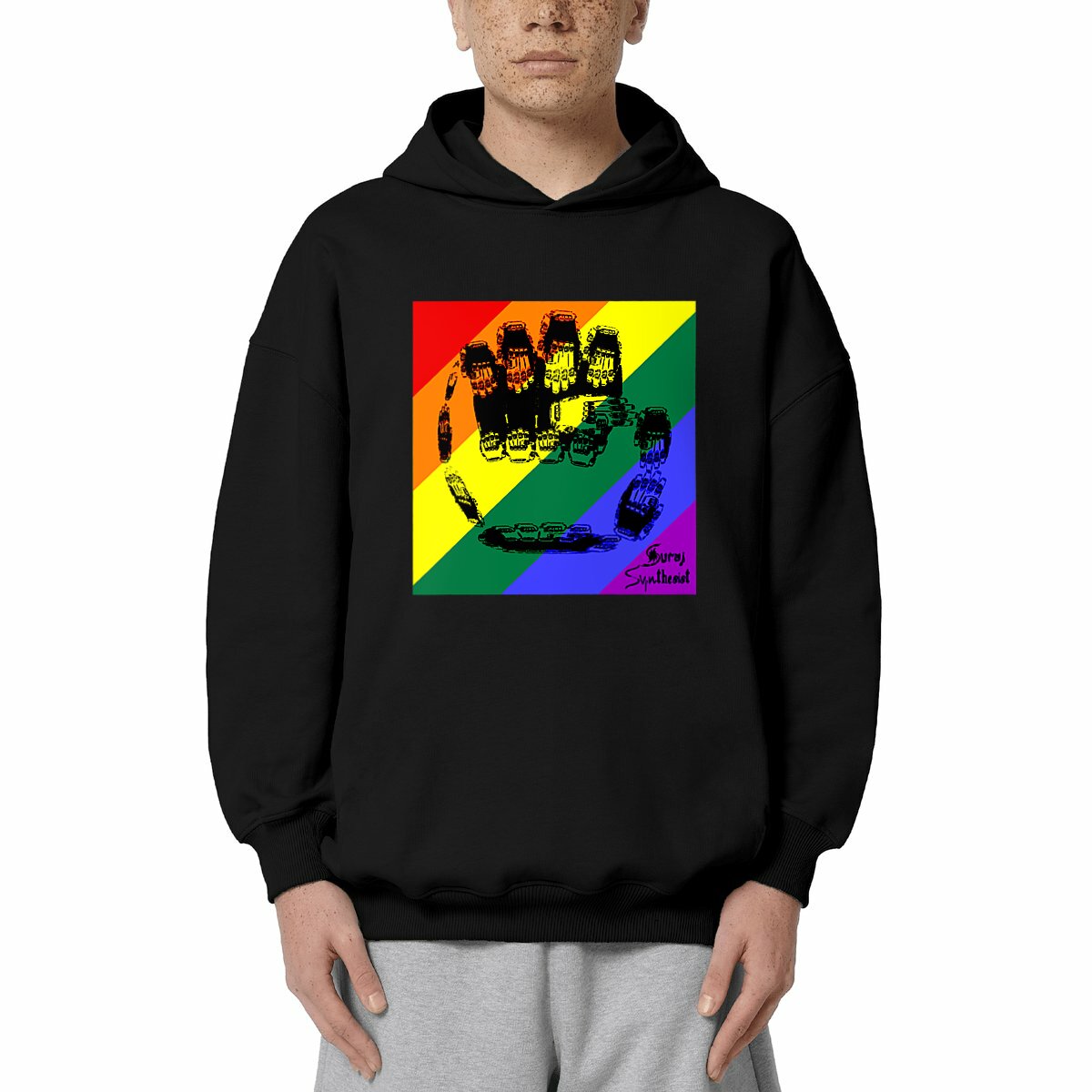 Unisex oversized hoodie 🌈Fractal Fist of Unity