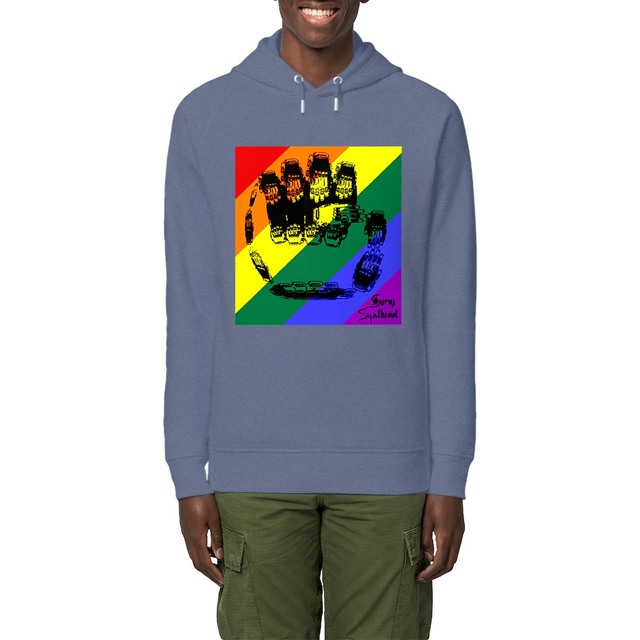 Unisex side pocket hoodie 🌈Fractal Fist Unity