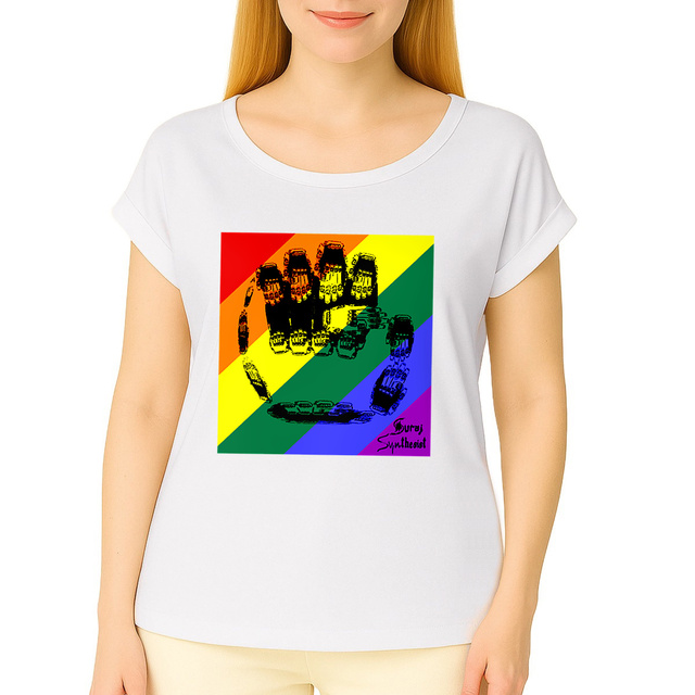 Women's organic t-shirt cuffed sleeves - 🌈Fractal Fist