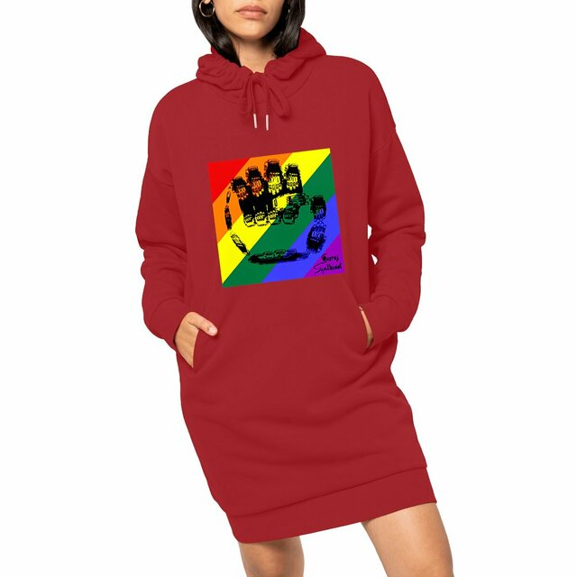 Women's hoodie dress 🌈Fractal Fist of Unity