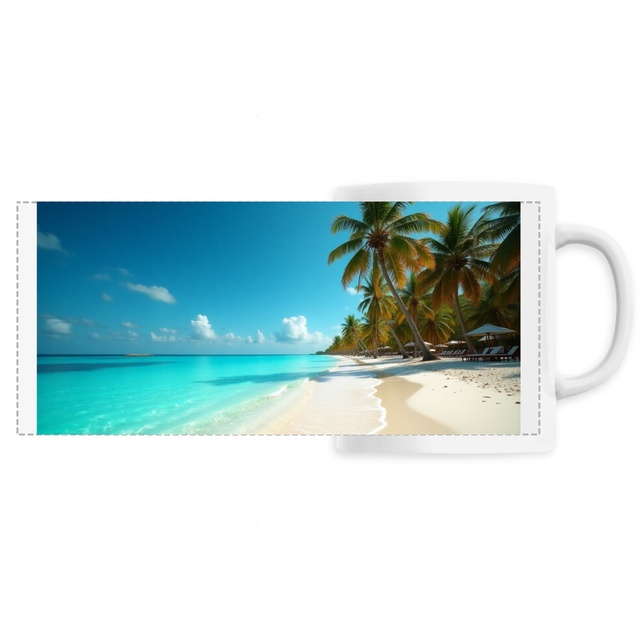 Image front Mug céramique plage paradisiaque panoramique ref 3021