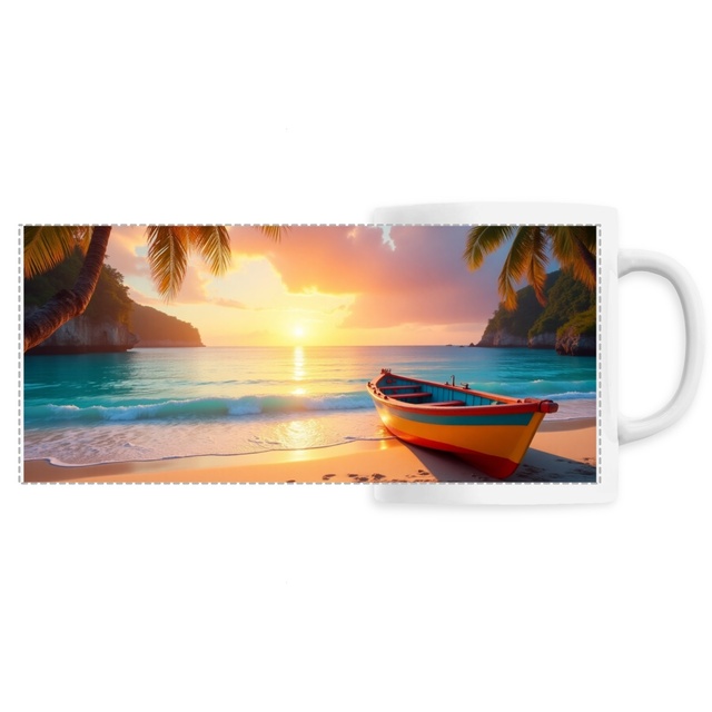Image front Mug céramique plage paradisiaque panoramique ref 3023
