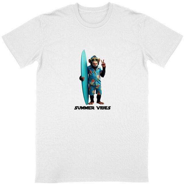 Image back T-shirt unisexe adulte monkey surf ref 4009
