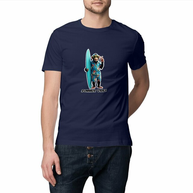 Image front T-shirt unisexe adulte monkey surf ref 4009