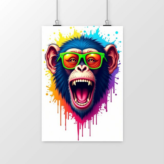Image front Poster portrait monkey pop art ref 1057