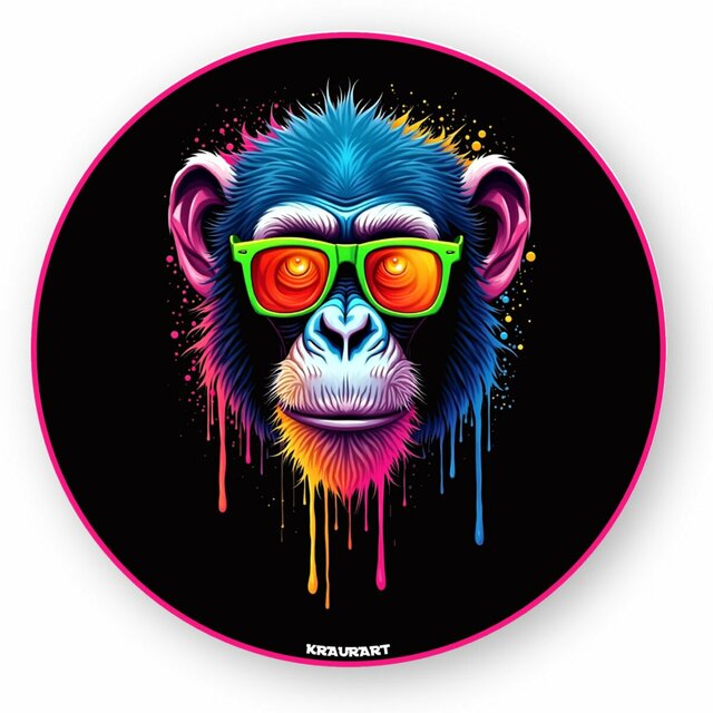 Image front sticker rond monkey pop art ref 2007