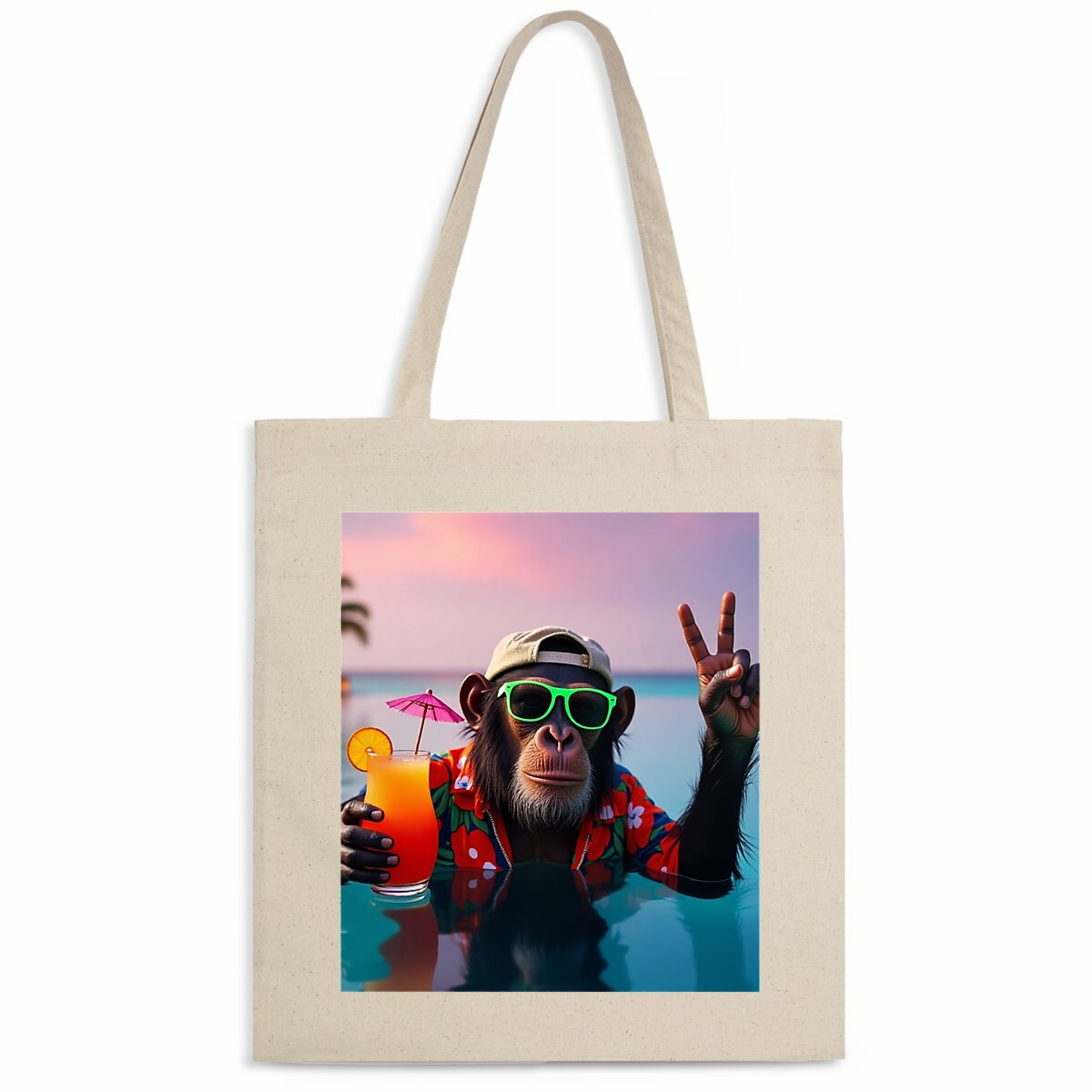 Image back Tote bag léger monkey piscine ref 5026