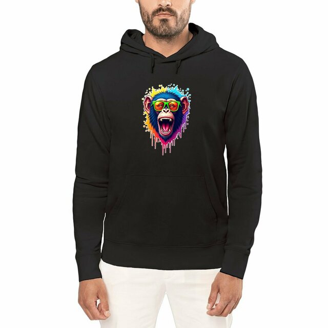 Image front Sweat à capuche unisexe adulte personnalisé monkey pop art ref 4029