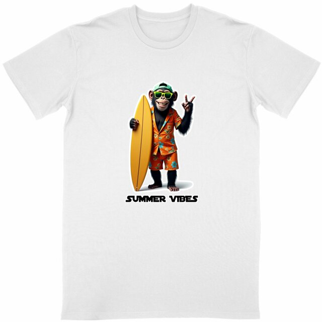 Image back T-shirt unisexe adulte monkey surf ref 4010