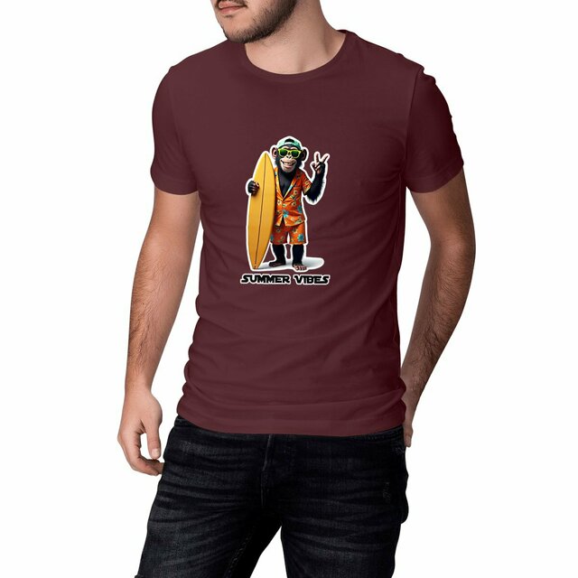 Image front T-shirt unisexe adulte monkey surf ref 4010