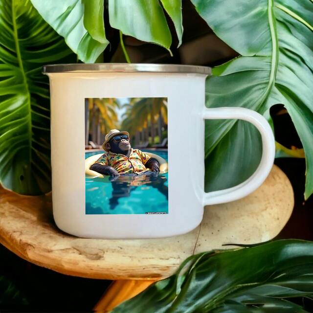 Image front Mug métal rectangle monkey ref 3013