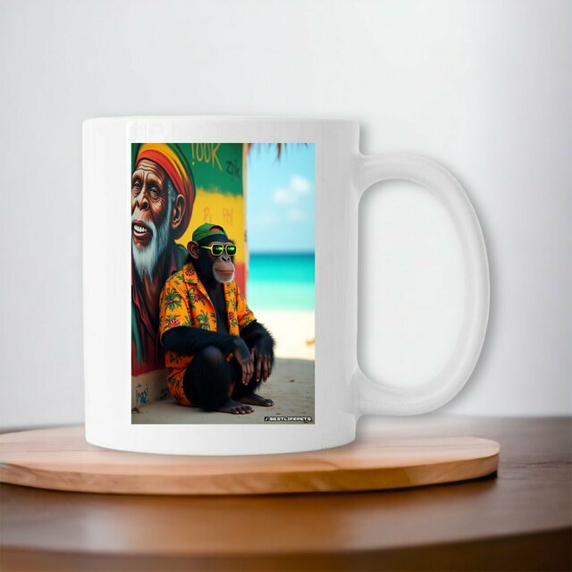 Image front Mug céramique rectangle monkey ref 3011
