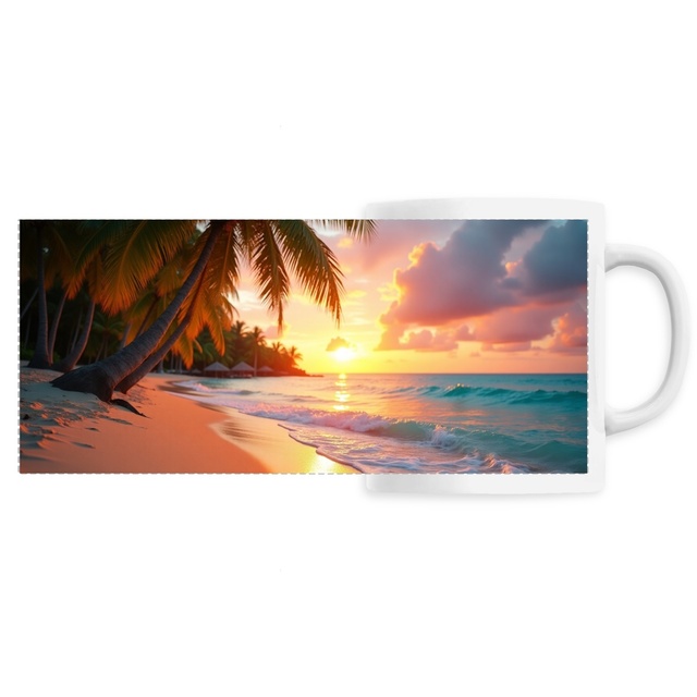 Image front Mug céramique plage paradisiaque panoramique ref 3022